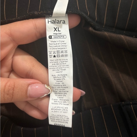 NWT HALARA Black Dress Pants Mid Rise Barrel Leg Stripe Pants - Picture 12 of 16